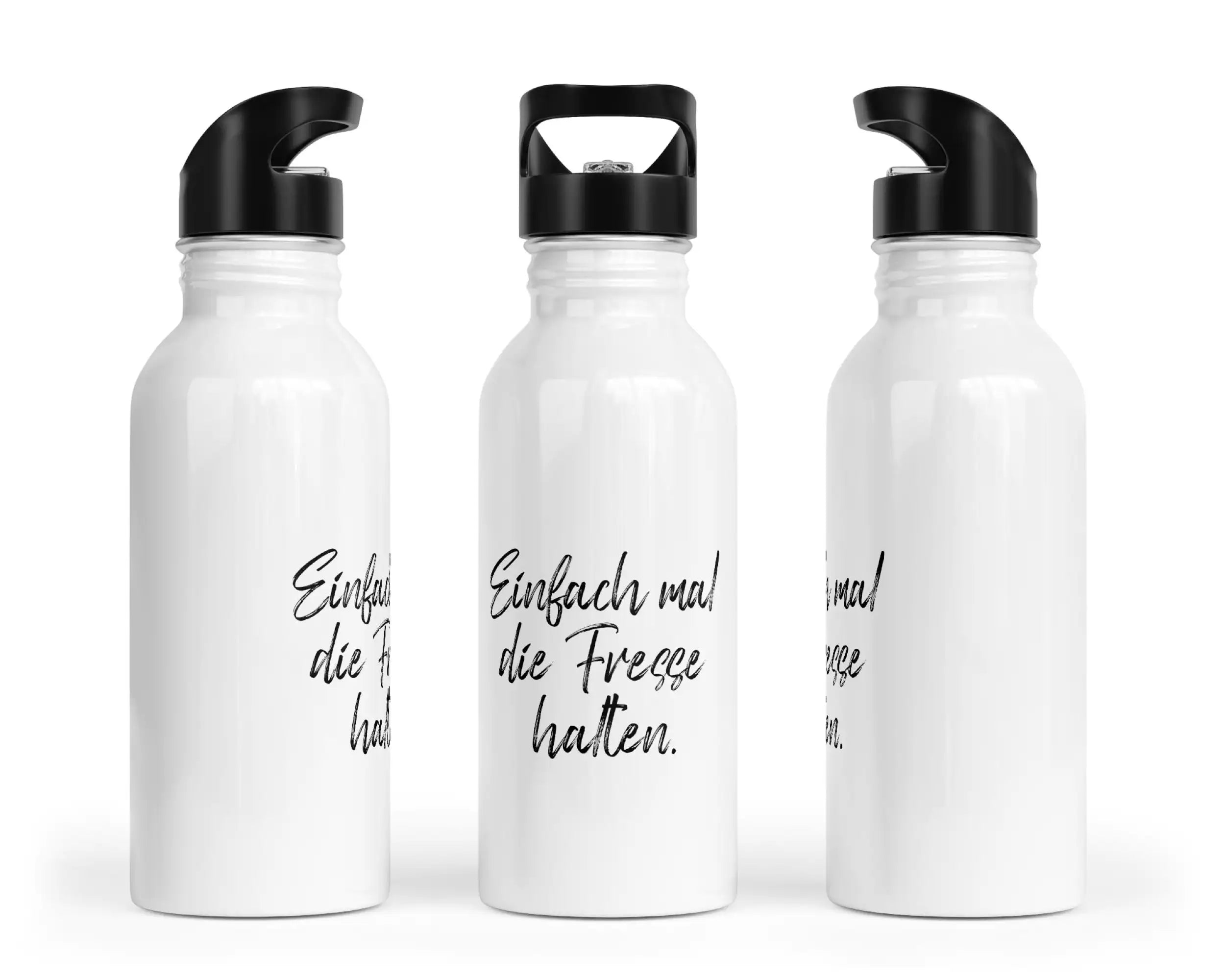 Trinkflasche mit Trinkhalm - Einfach mal die Fresse halten