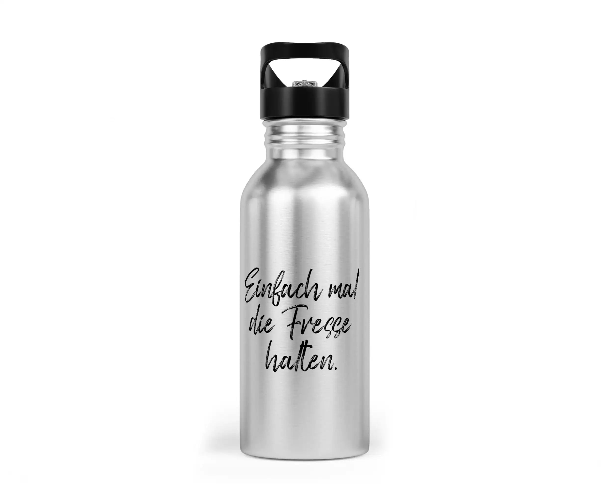 Trinkflasche mit Trinkhalm - Einfach mal die Fresse halten