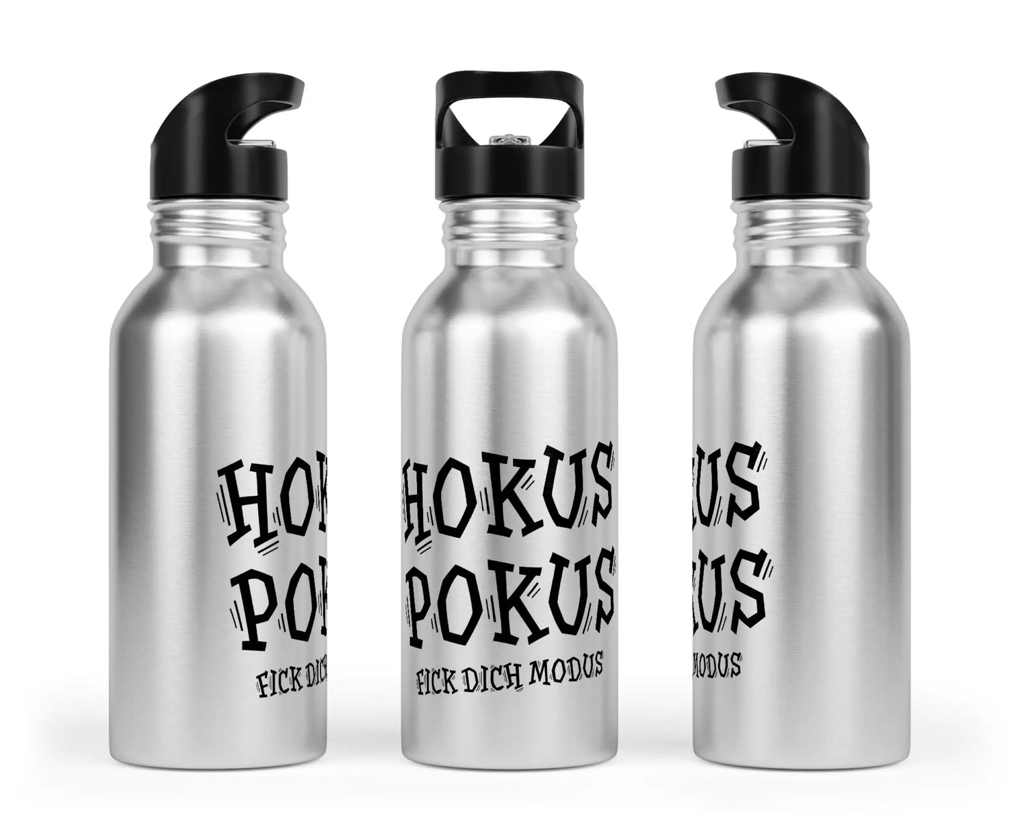 Trinkflasche mit Trinkhalm - Hokus Pokus fick Dich Modus