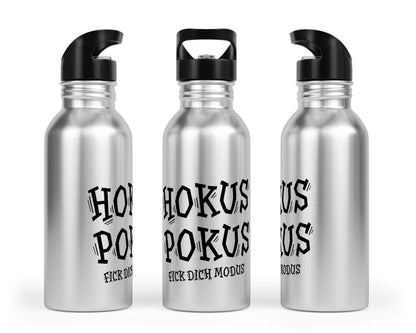 Trinkflasche mit Trinkhalm - Hokus Pokus fick Dich Modus