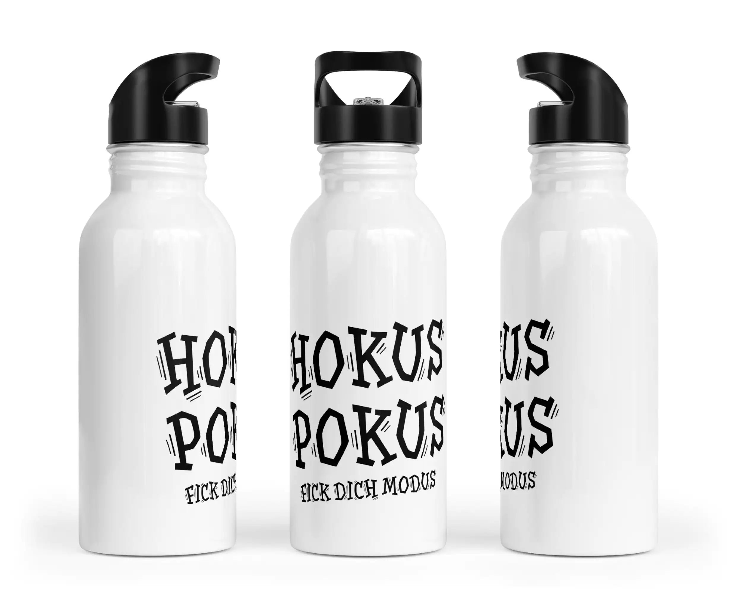 Trinkflasche mit Trinkhalm - Hokus Pokus fick Dich Modus