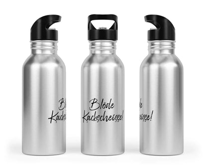 Trinkflasche mit Trinkhalm - Blöde Kackscheisse