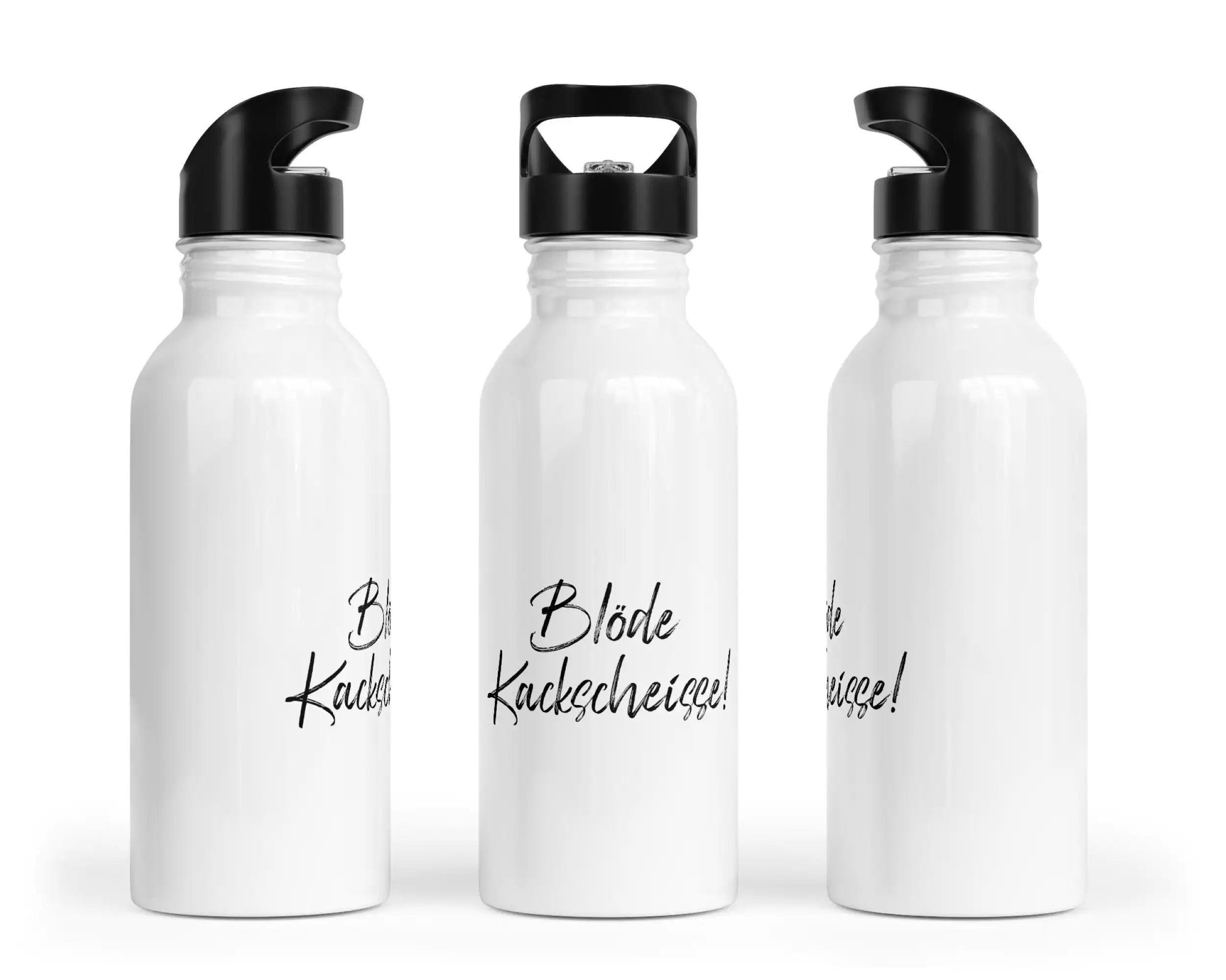 Trinkflasche mit Trinkhalm - Blöde Kackscheisse