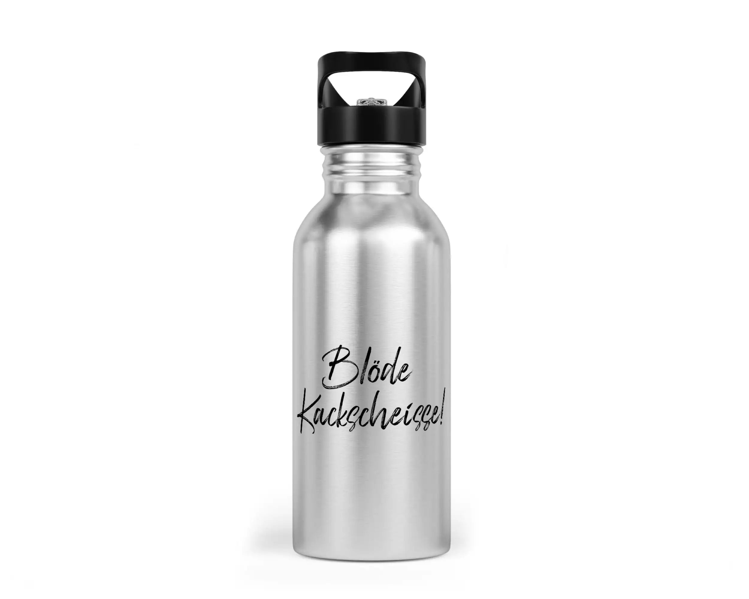 Trinkflasche mit Trinkhalm - Blöde Kackscheisse