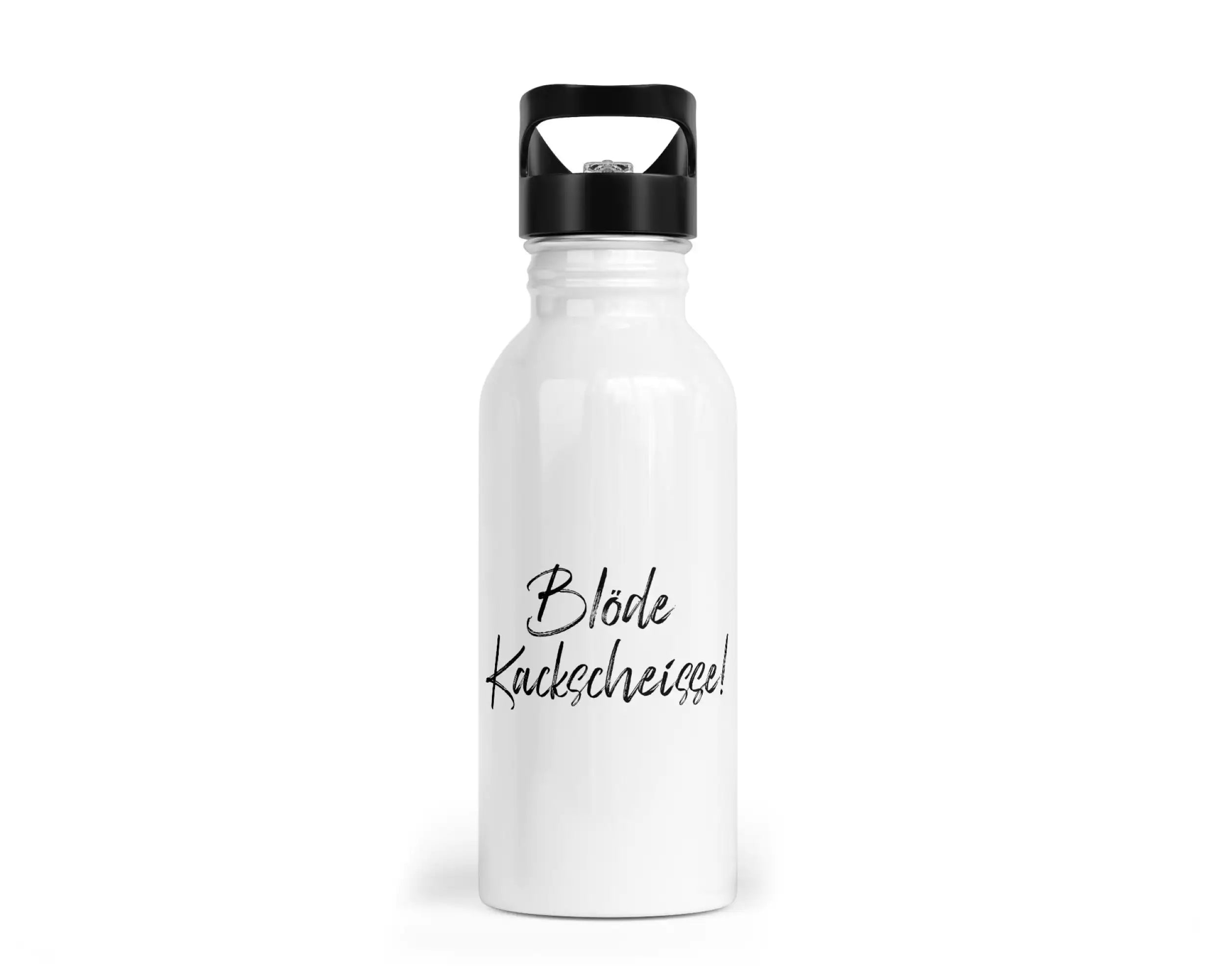 Trinkflasche mit Trinkhalm - Blöde Kackscheisse