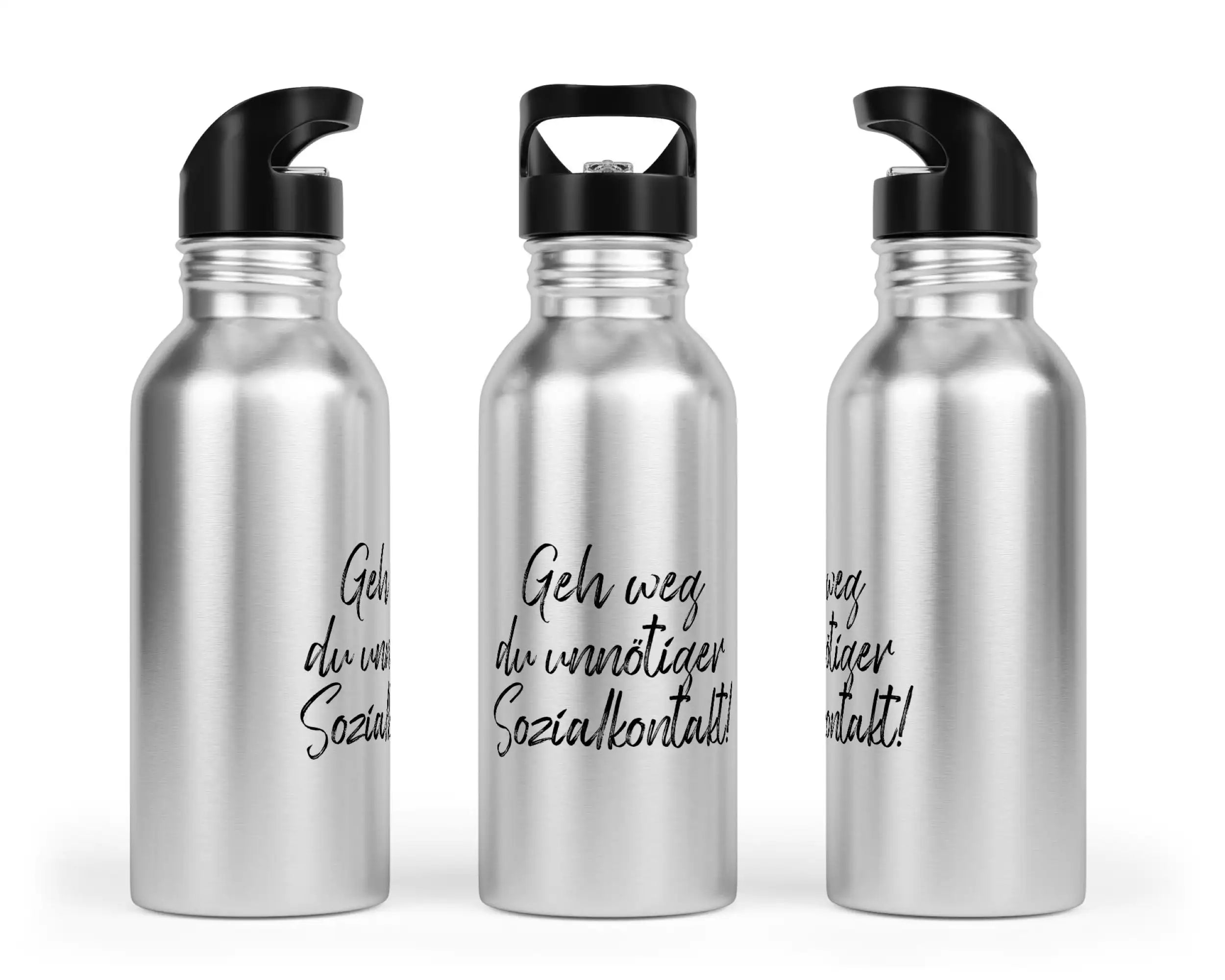 Trinkflasche mit Trinkhalm - Geh weg du unnötiger Sozialkontakt!