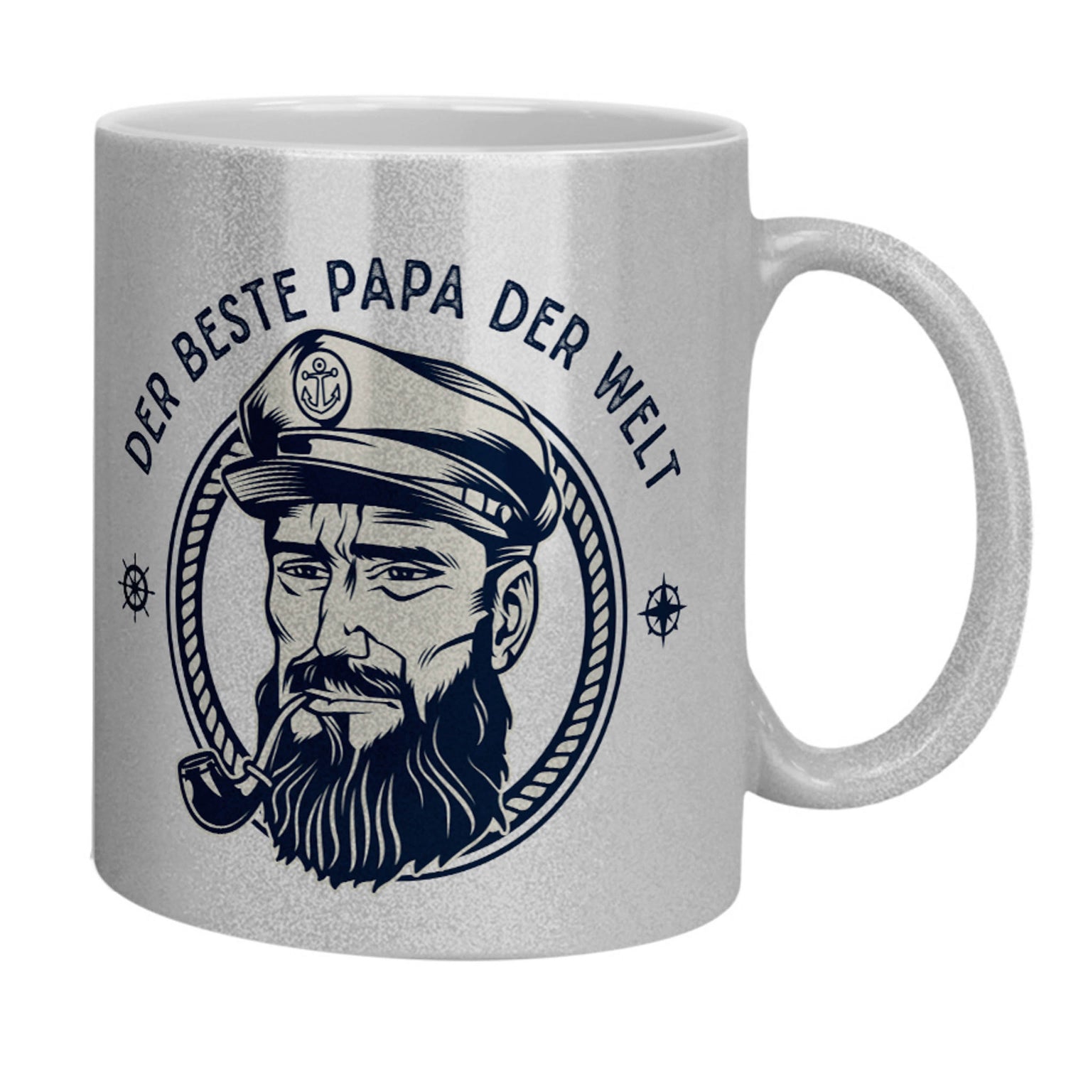 Glitzertasse - Bester Papa der Welt Seemann - Zwergenstick
