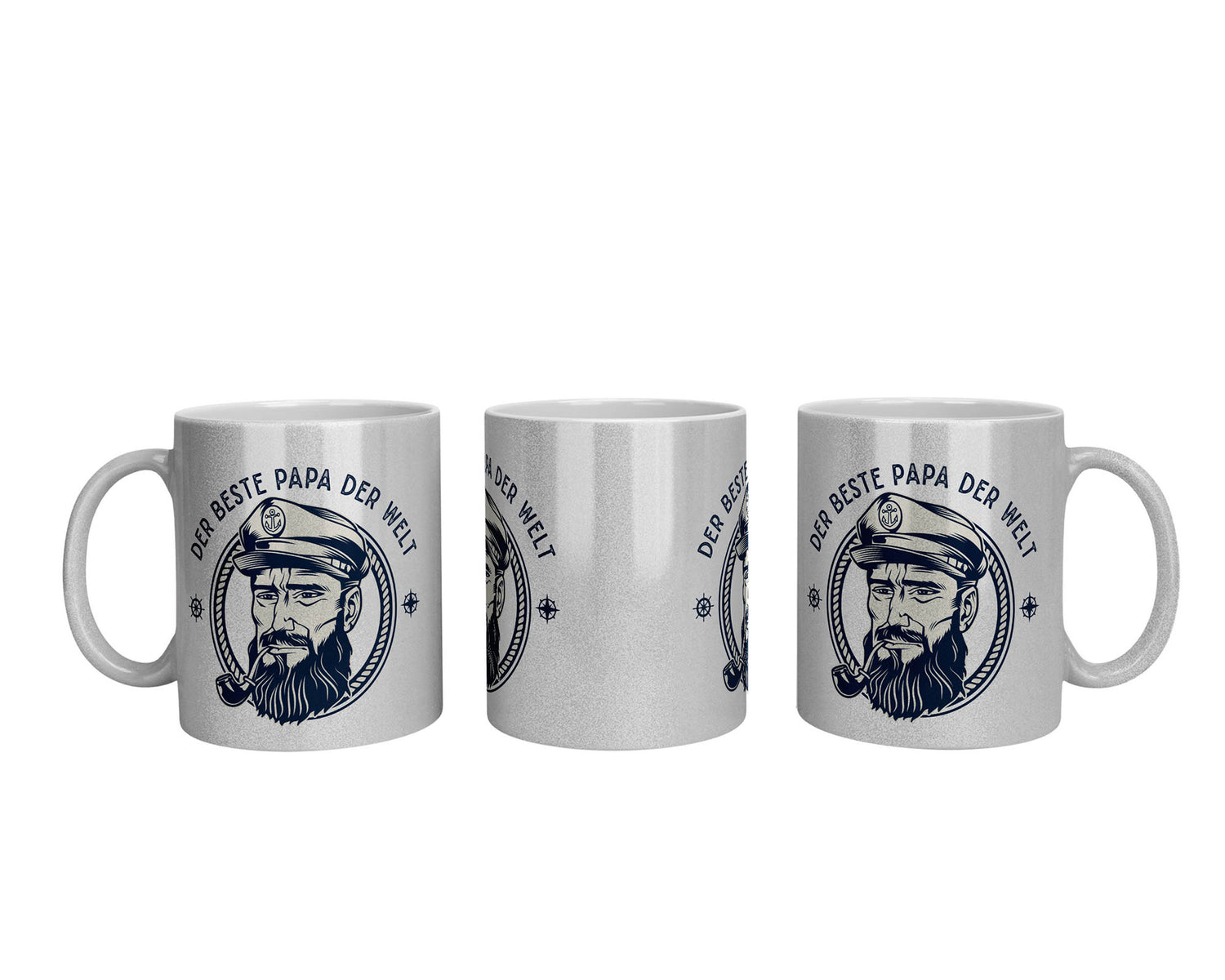 Glitzertasse - Bester Papa der Welt Seemann - Zwergenstick
