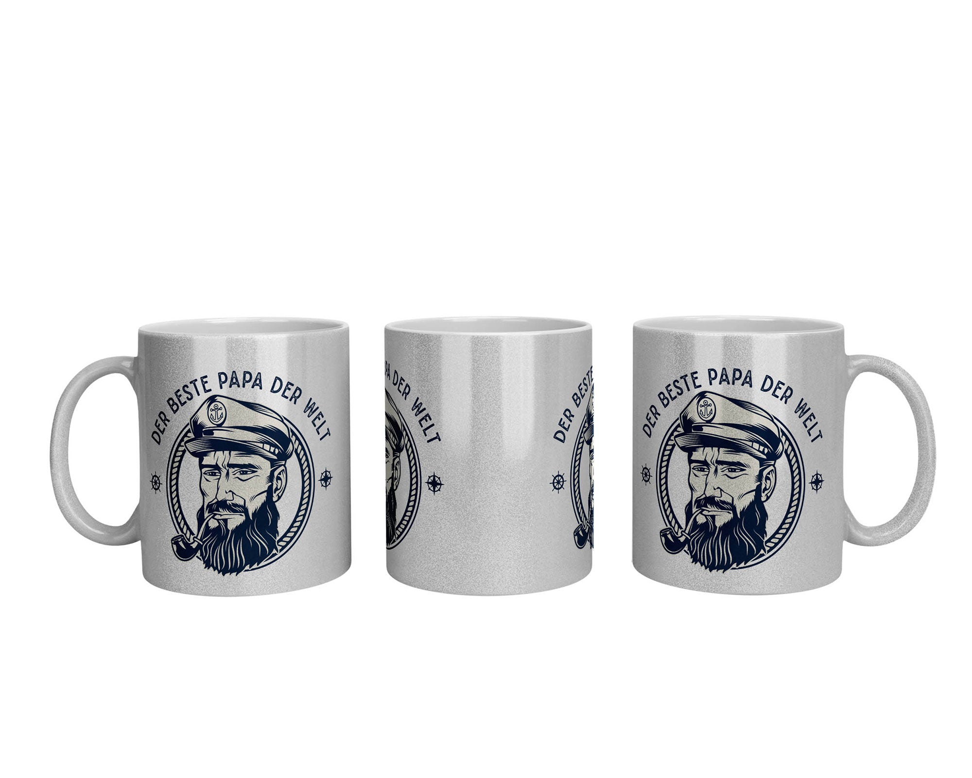 Glitzertasse - Bester Papa der Welt Seemann - Zwergenstick