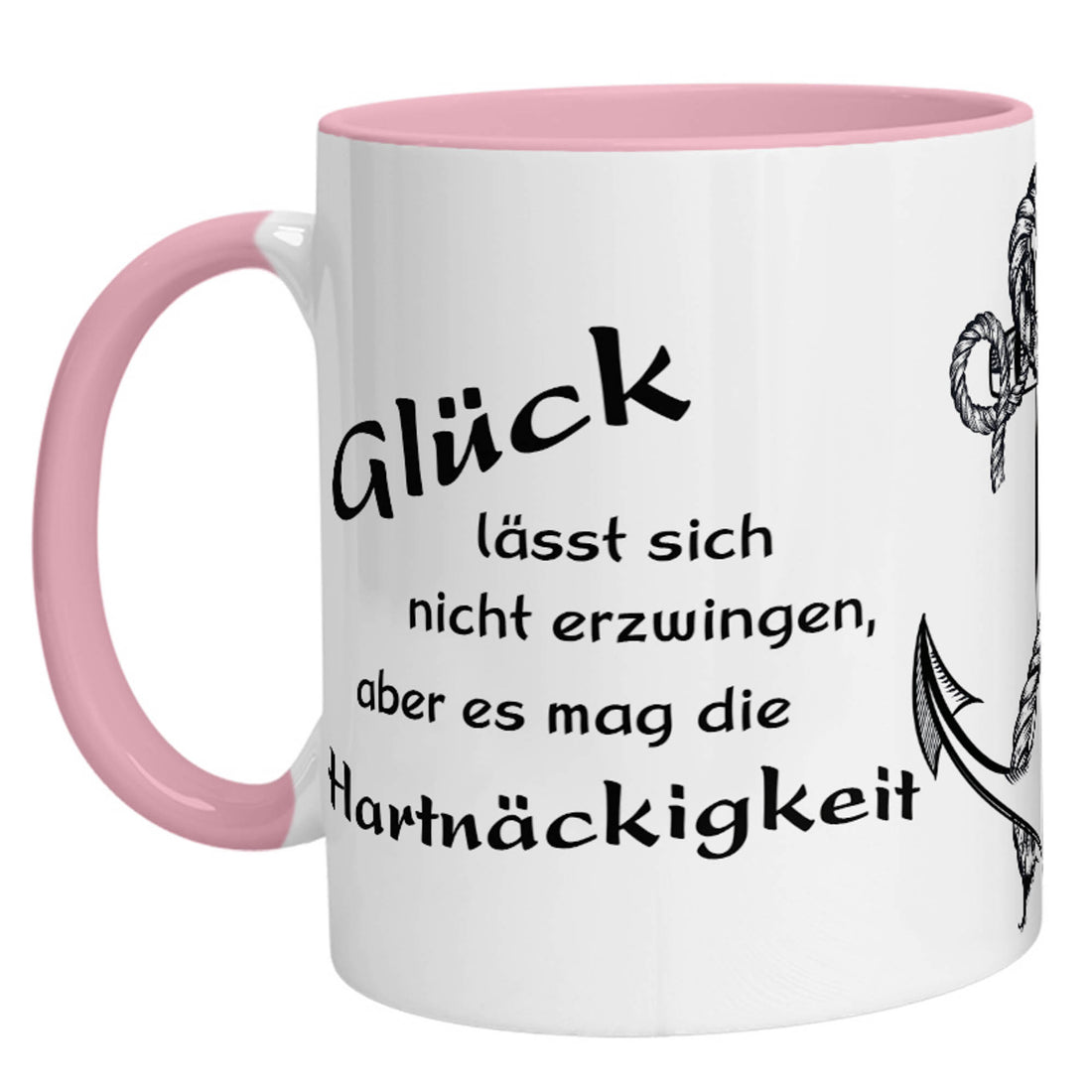 Tasse - Glück lässt sich nicht erzwingen, aber es mag die Hartnäckigkeit - Zwergenstick