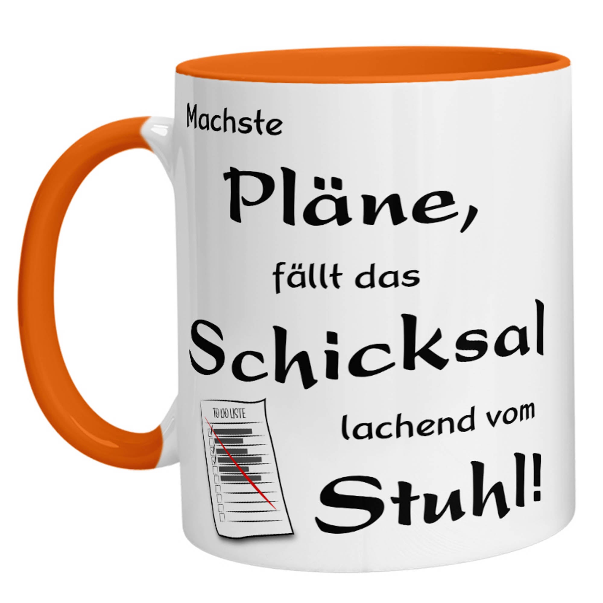 Tasse - Machste Pläne, fällt das Schicksal lachend vom Stuhl! - Zwergenstick