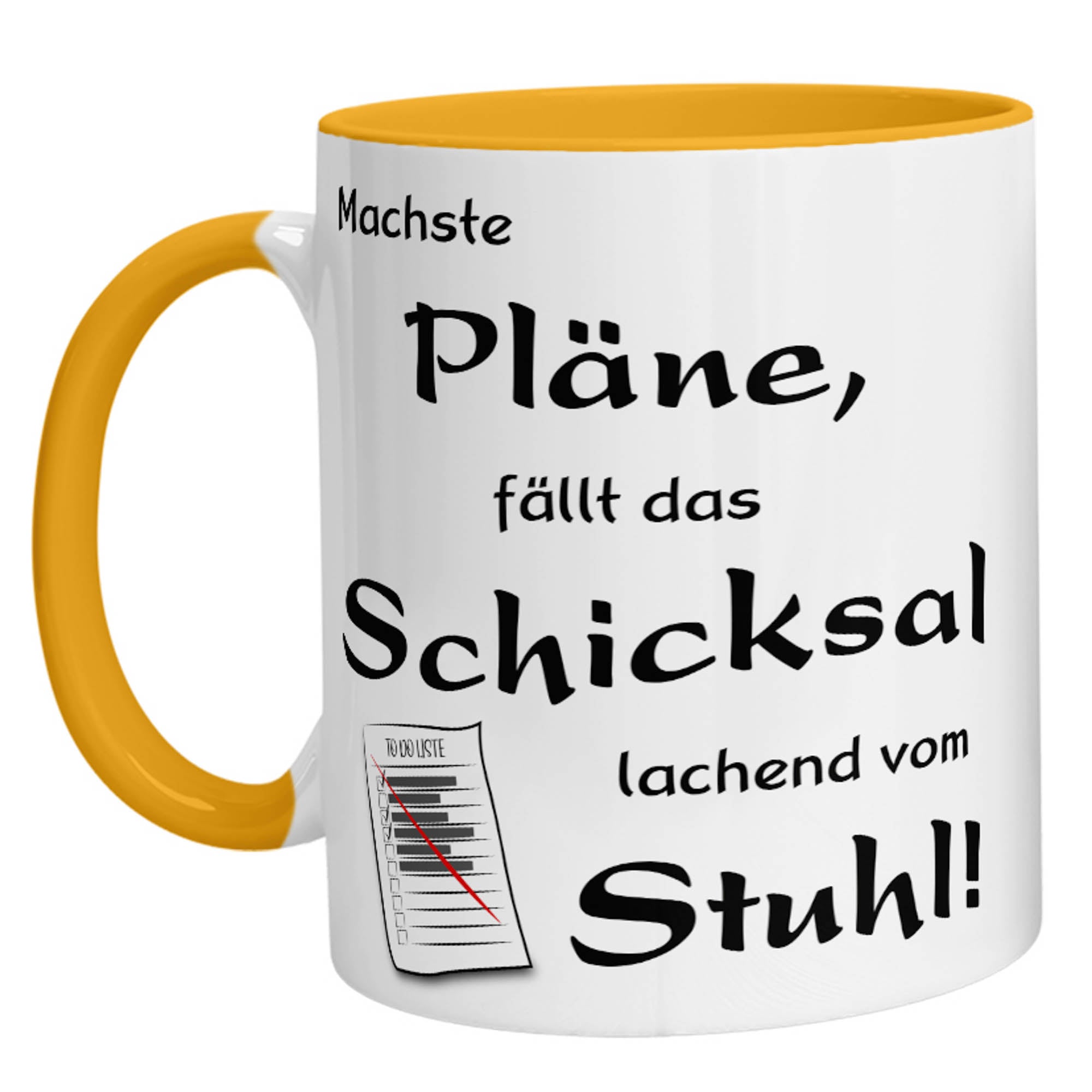 Tasse - Machste Pläne, fällt das Schicksal lachend vom Stuhl! - Zwergenstick