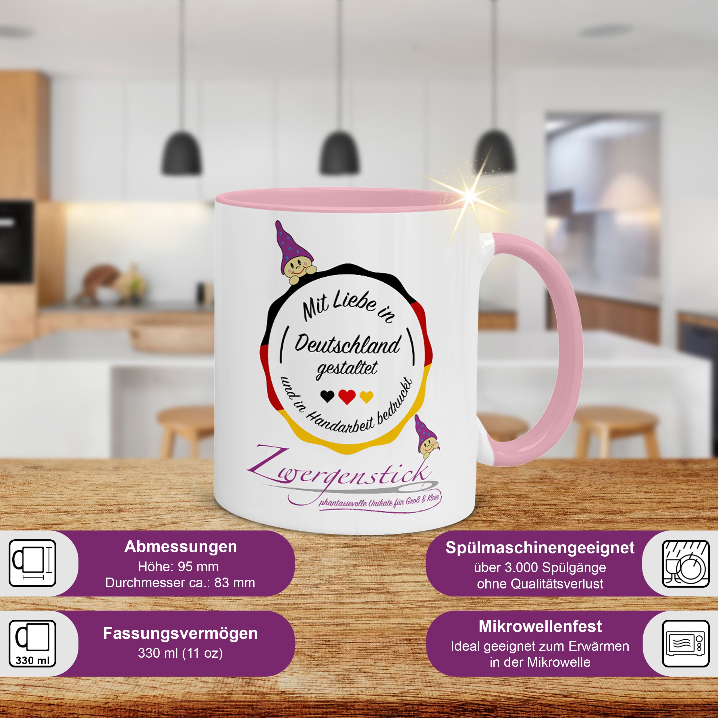 Tasse - Namenstasse Einhorn in Tasse (Personalisiert) - Zwergenstick