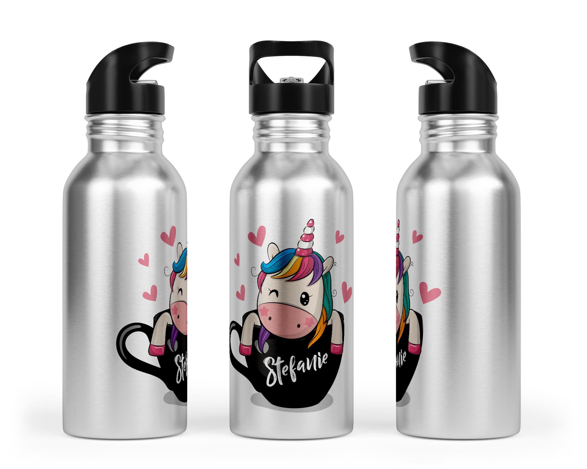 Personalisierbare Kinder-Trinkflasche mit bezauberndem Einhorn-Design