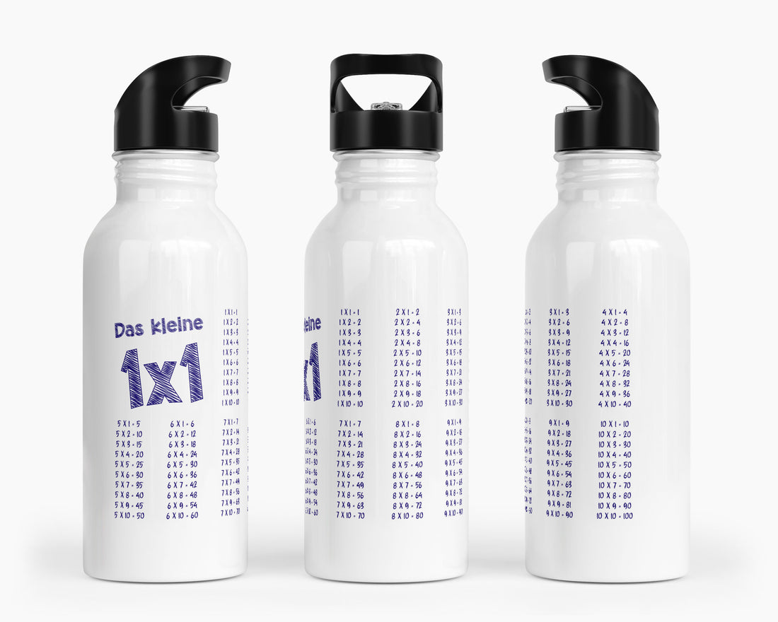 Trinkflasche mit kleinem 1x1-Papier-Design