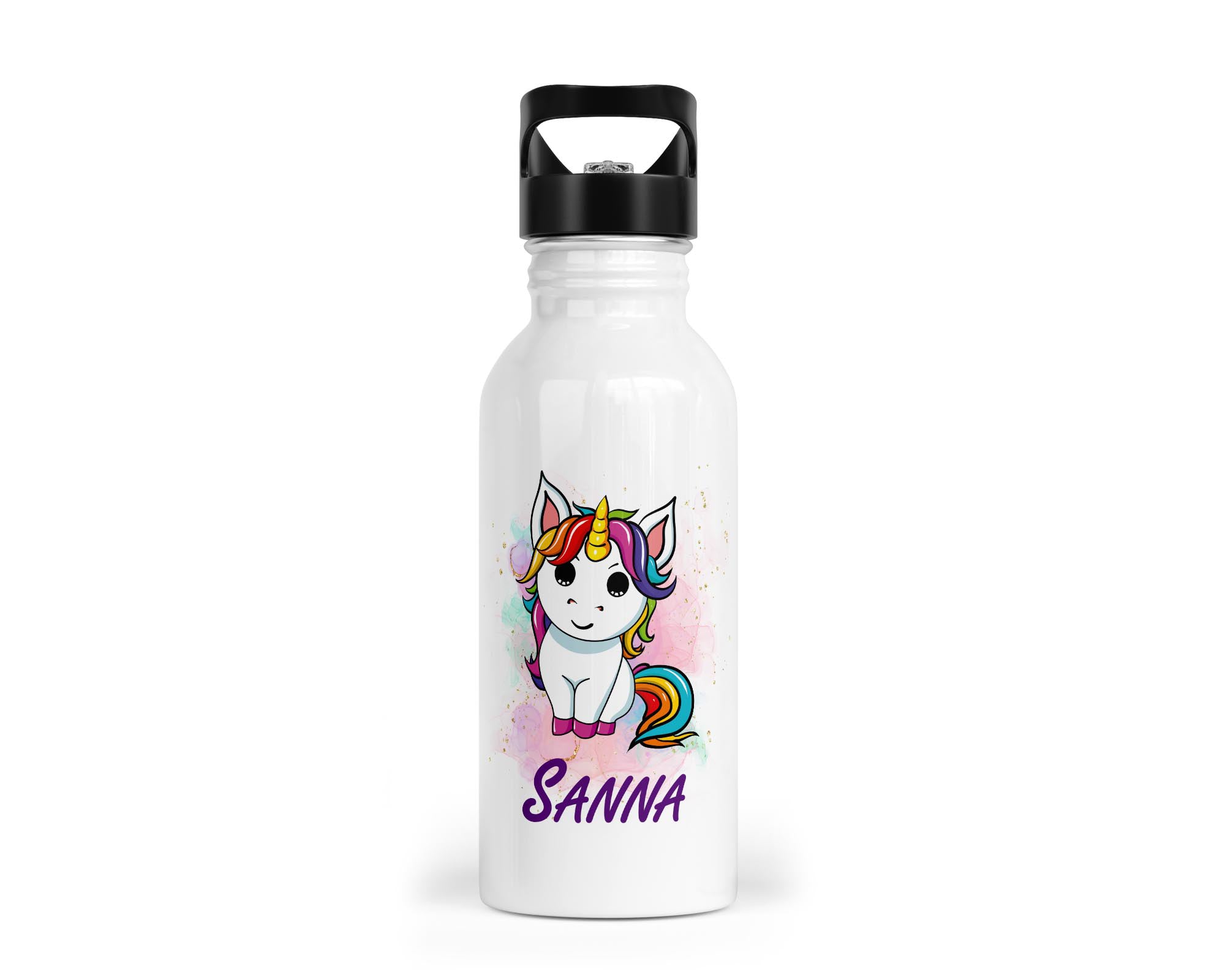 Personalisierbare Kinder-Trinkflasche mit süßem Einhorn-Design