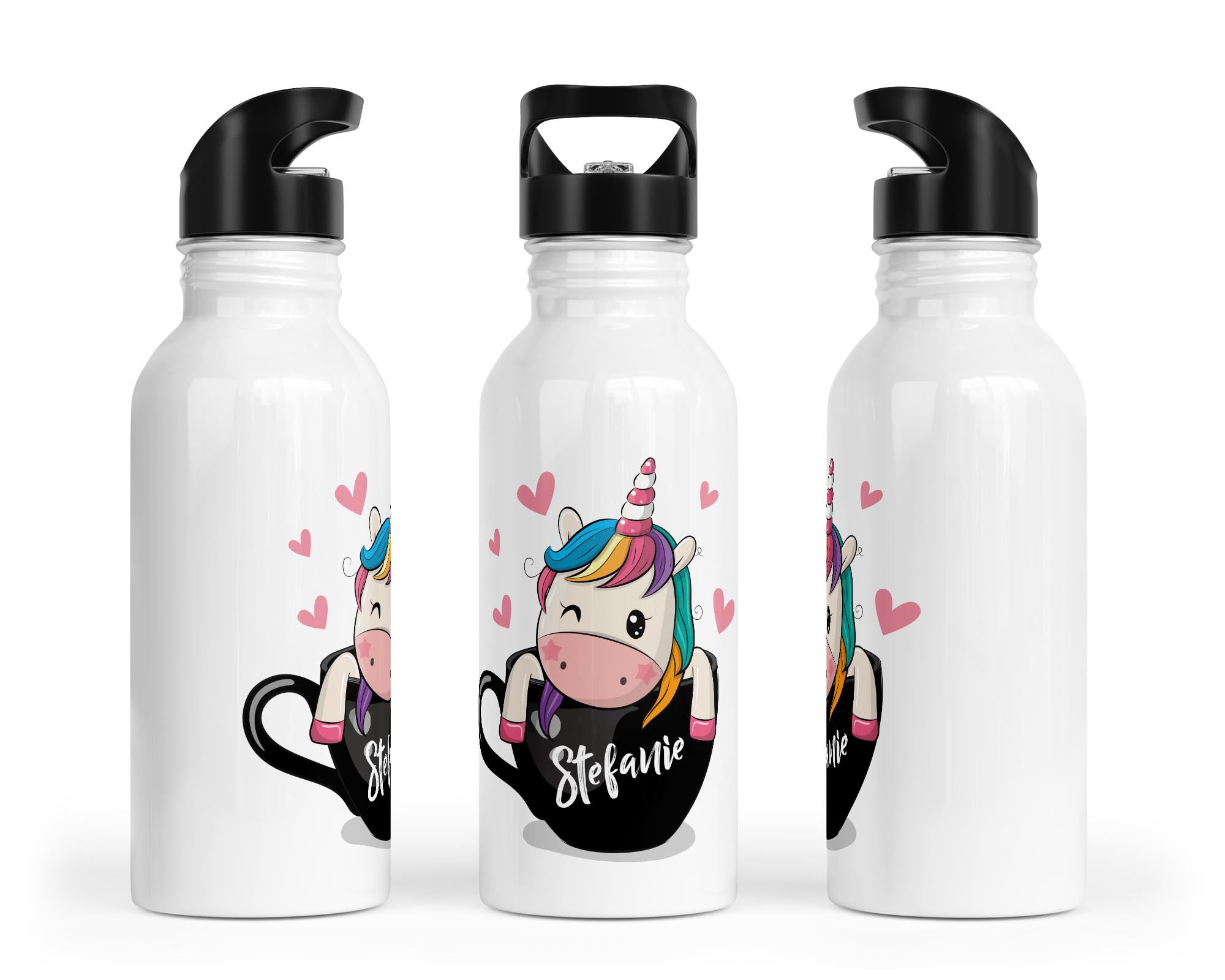 Personalisierbare Kinder-Trinkflasche mit bezauberndem Einhorn-Design