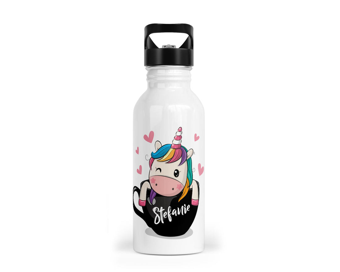 Personalisierbare Kinder-Trinkflasche mit bezauberndem Einhorn-Design