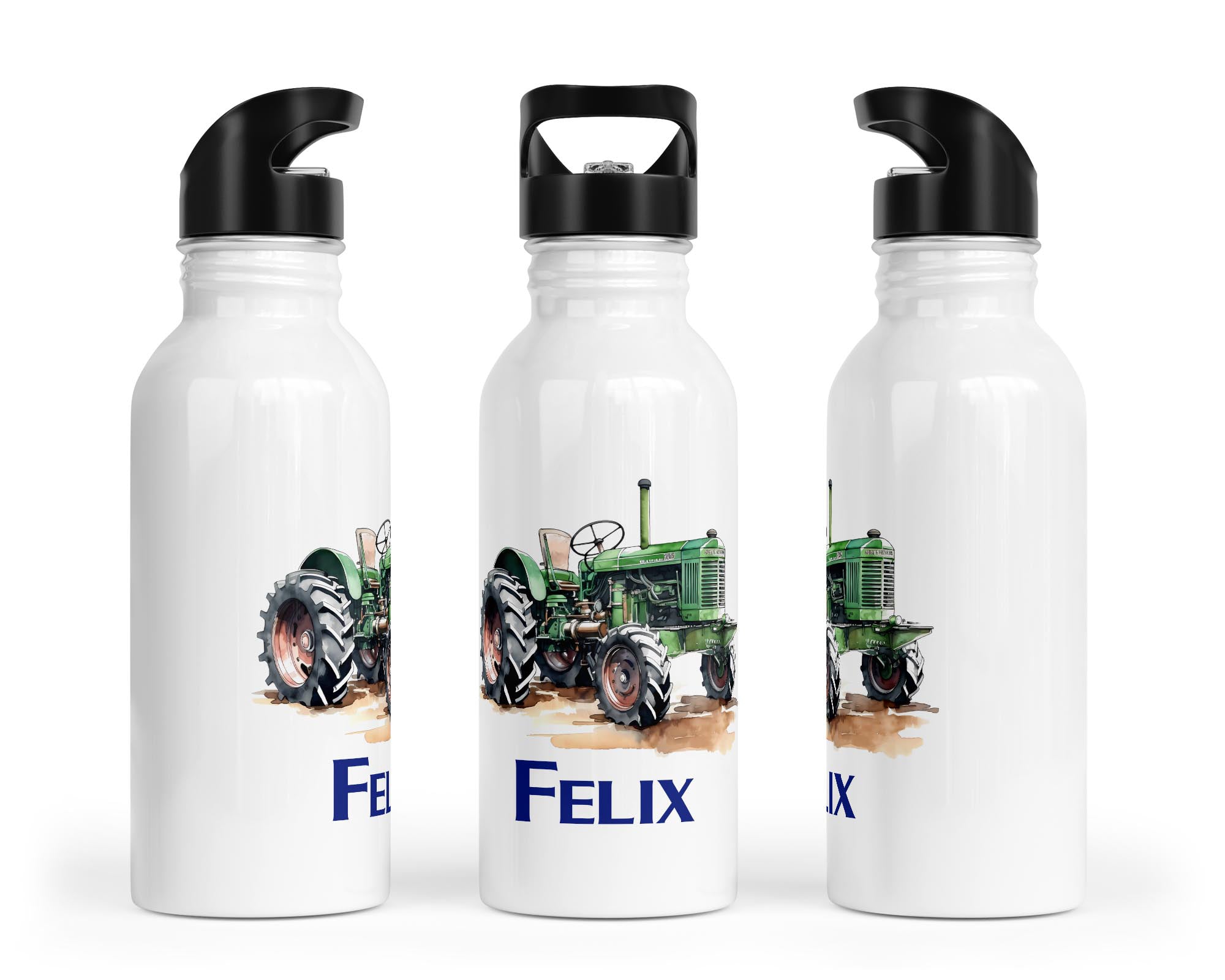 Personalisierbare Kinder-Trinkflasche mit coolem Traktor-Design