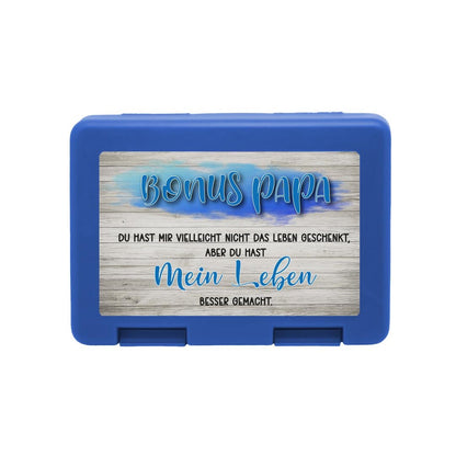 Brotdose "Bonus Papa" und Eschenholz - Hintergrund - Zwergenstick