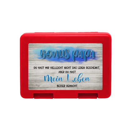 Brotdose "Bonus Papa" und Eschenholz - Hintergrund - Zwergenstick