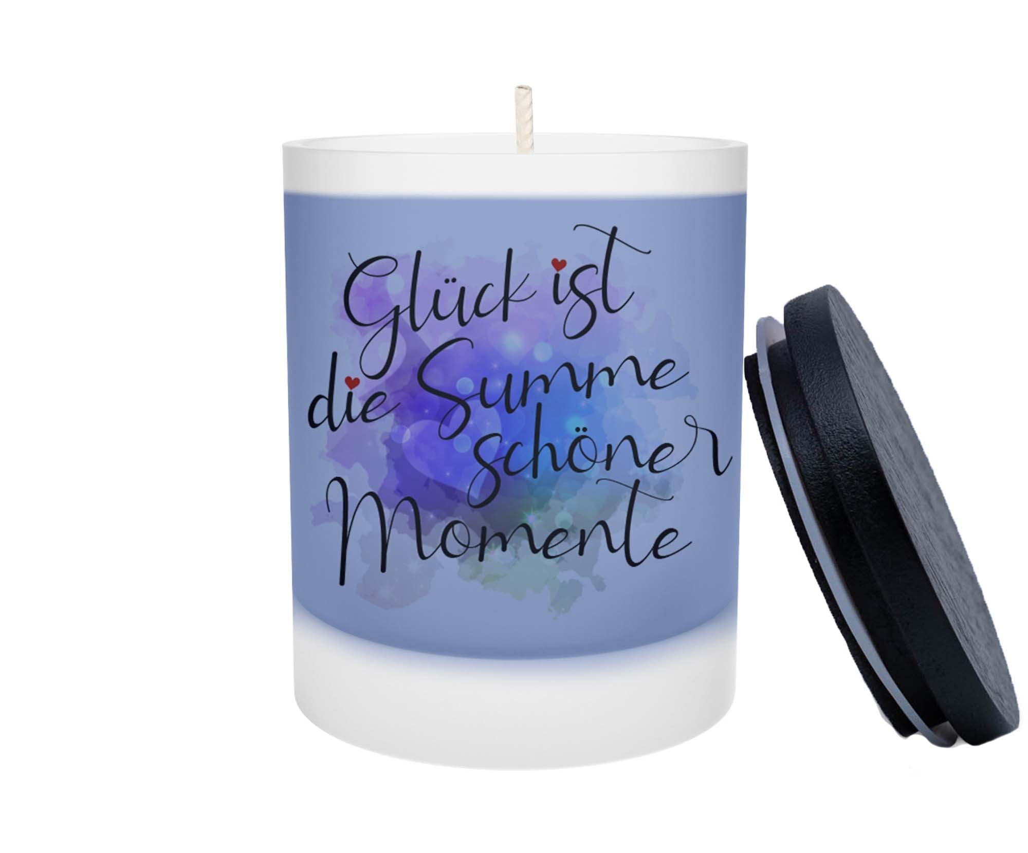 Duftkerze - Glück ist die Summe schöner Momente (Blau) - Zwergenstick