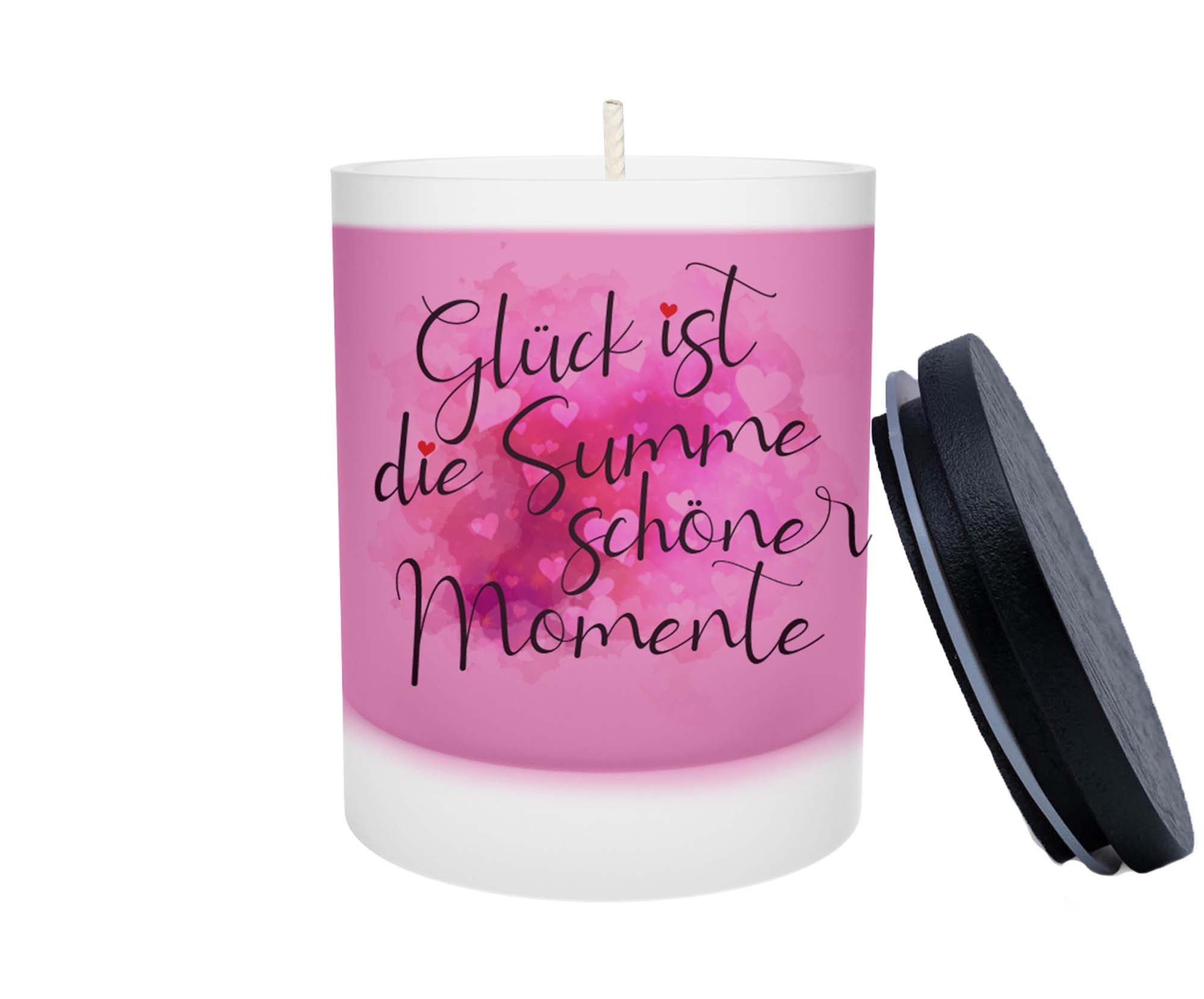 Duftkerze - Glück ist die Summe schöner Momente (Pink) - Zwergenstick