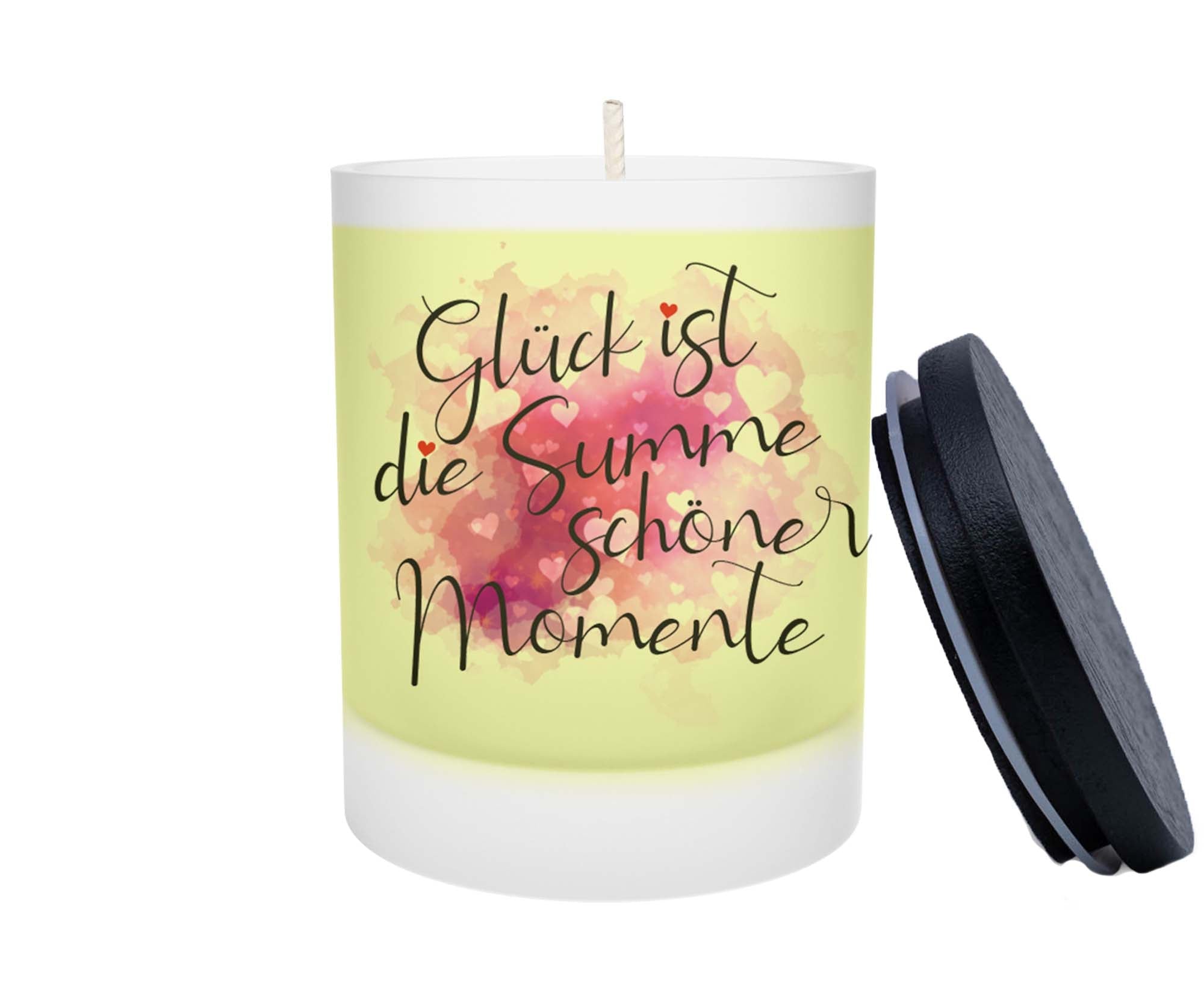 Duftkerze - Glück ist die Summe schöner Momente (Pink) - Zwergenstick