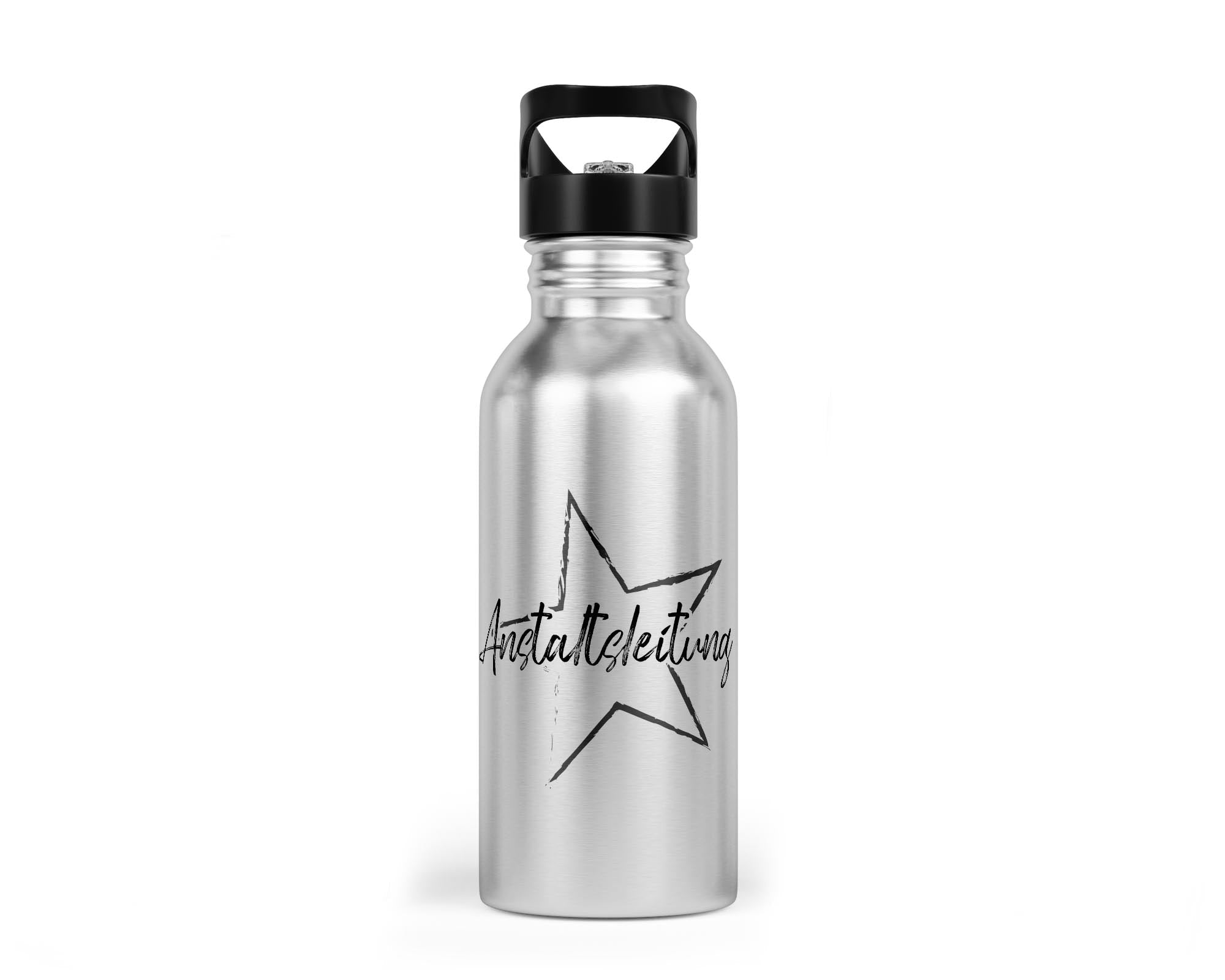 Edelstahl - Trinkflasche „Anstaltsleitung“ – mit Trinkhalm (400/500/600 ml) - Zwergenstick