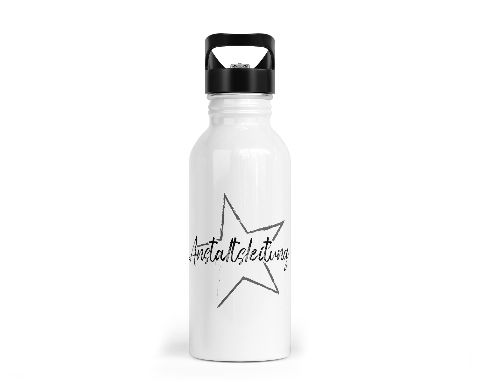Edelstahl - Trinkflasche „Anstaltsleitung“ – mit Trinkhalm (400/500/600 ml) - Zwergenstick