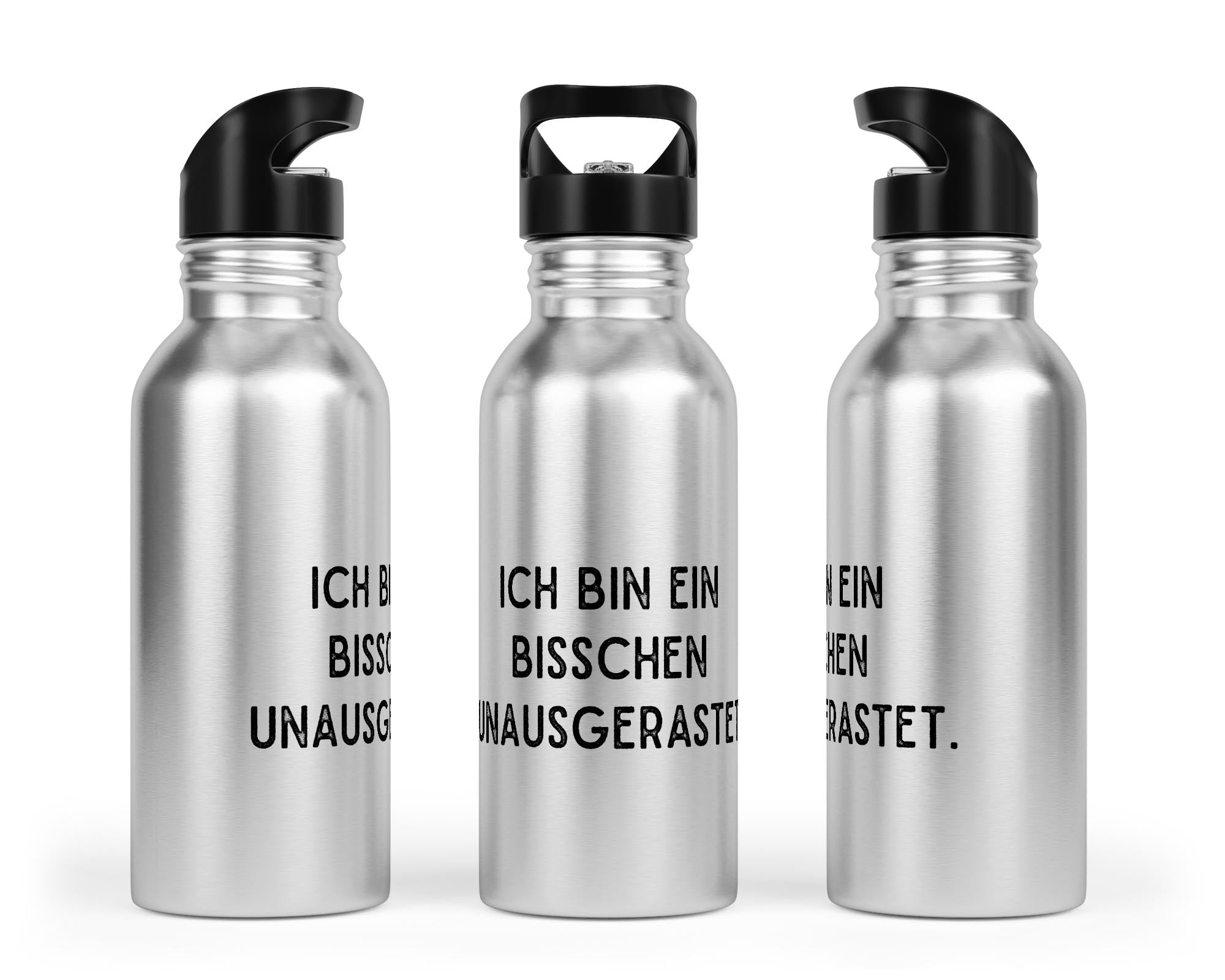 Edelstahl - Trinkflasche „Ich bin ein bisschen unausgerastet“ – mit Trinkhalm (400/500/600 ml) - Zwergenstick