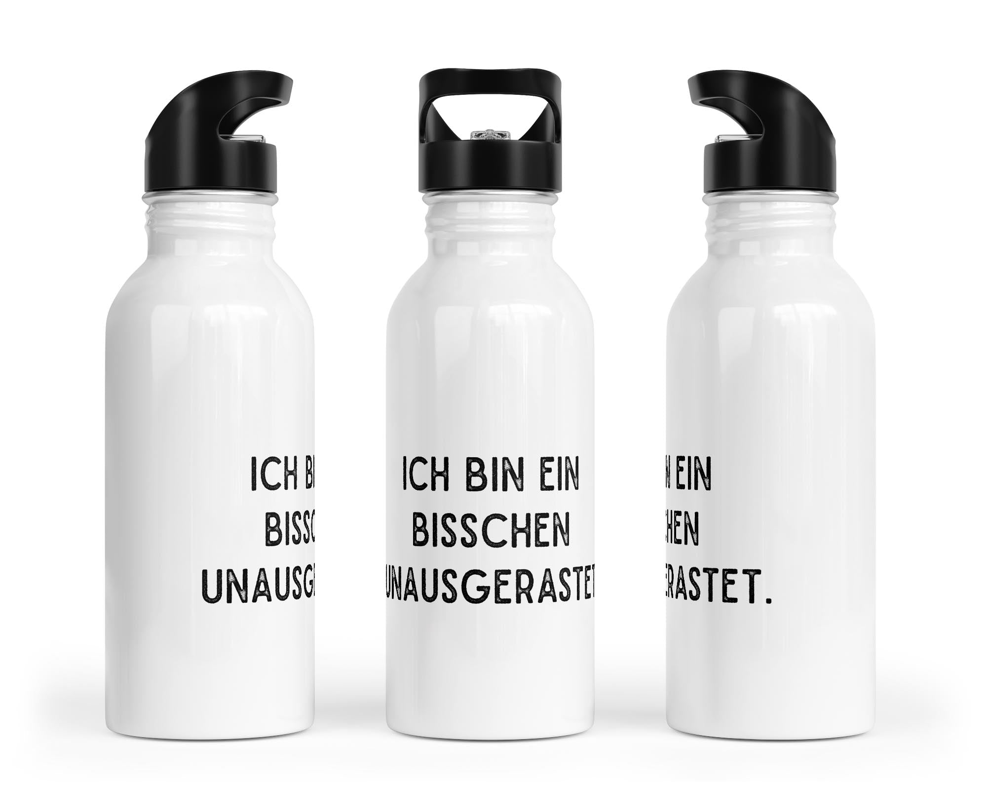 Edelstahl - Trinkflasche „Ich bin ein bisschen unausgerastet“ – mit Trinkhalm (400/500/600 ml) - Zwergenstick