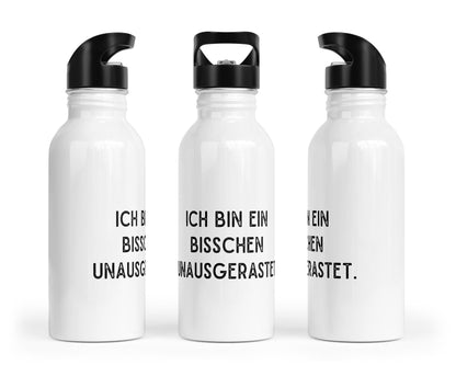 Edelstahl - Trinkflasche „Ich bin ein bisschen unausgerastet“ – mit Trinkhalm (400/500/600 ml) - Zwergenstick