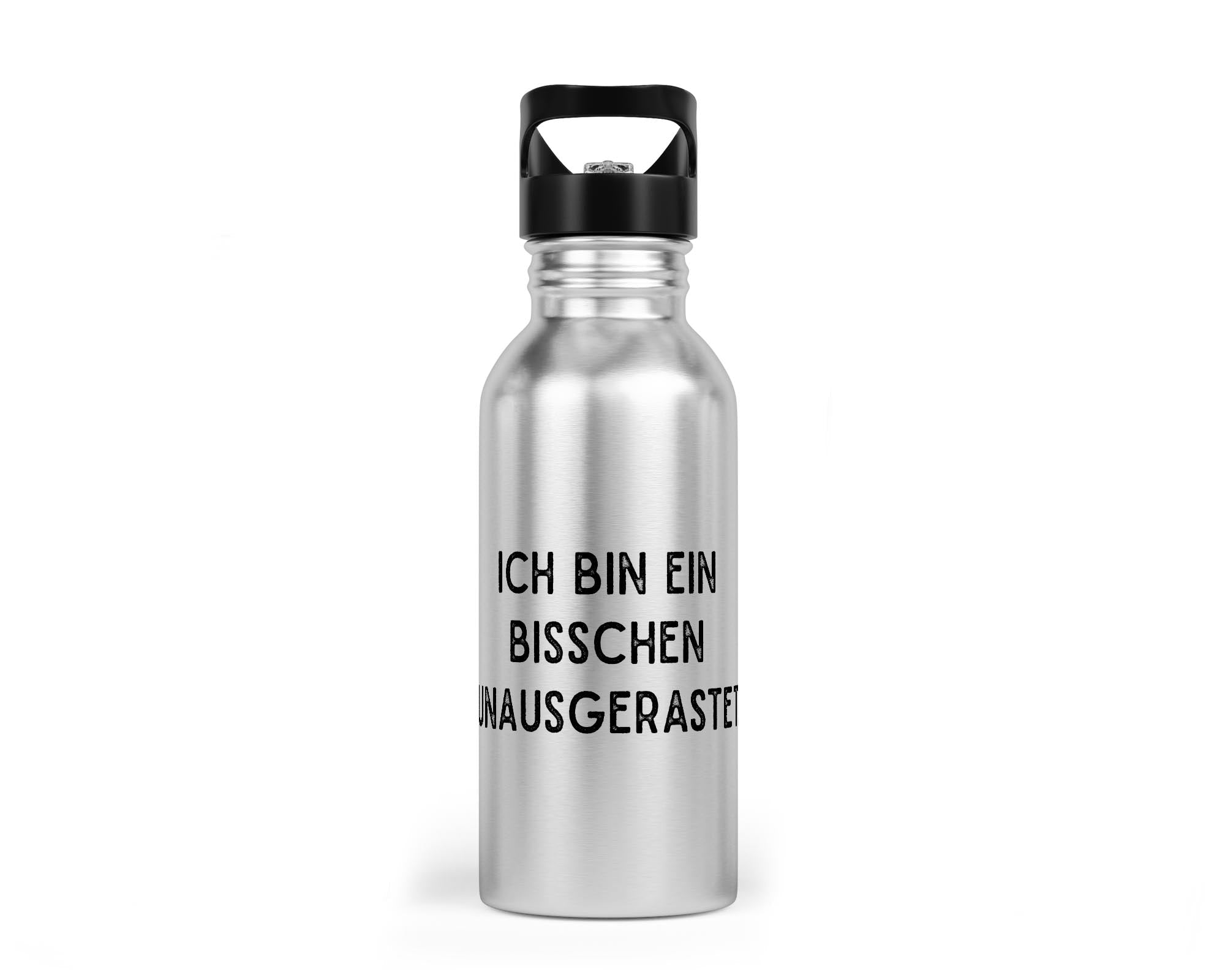 Edelstahl - Trinkflasche „Ich bin ein bisschen unausgerastet“ – mit Trinkhalm (400/500/600 ml) - Zwergenstick