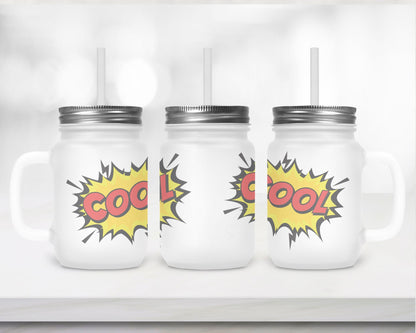 Henkelglas "COOL" mit Deckel und Trinkhalm - Zwergenstick