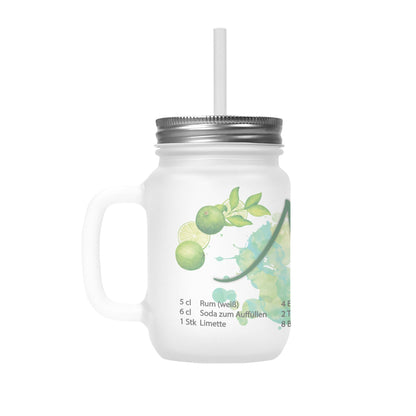 Henkelglas mit Deckel, Trinkhalm und Mojito - Rezept - Zwergenstick