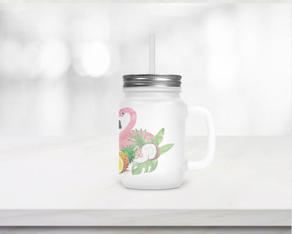 Henkelglas mit Deckel, Trinkhalm und Pina Colada - Rezept - Zwergenstick