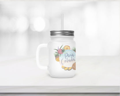 Henkelglas mit Deckel, Trinkhalm und Pina Colada - Rezept - Zwergenstick