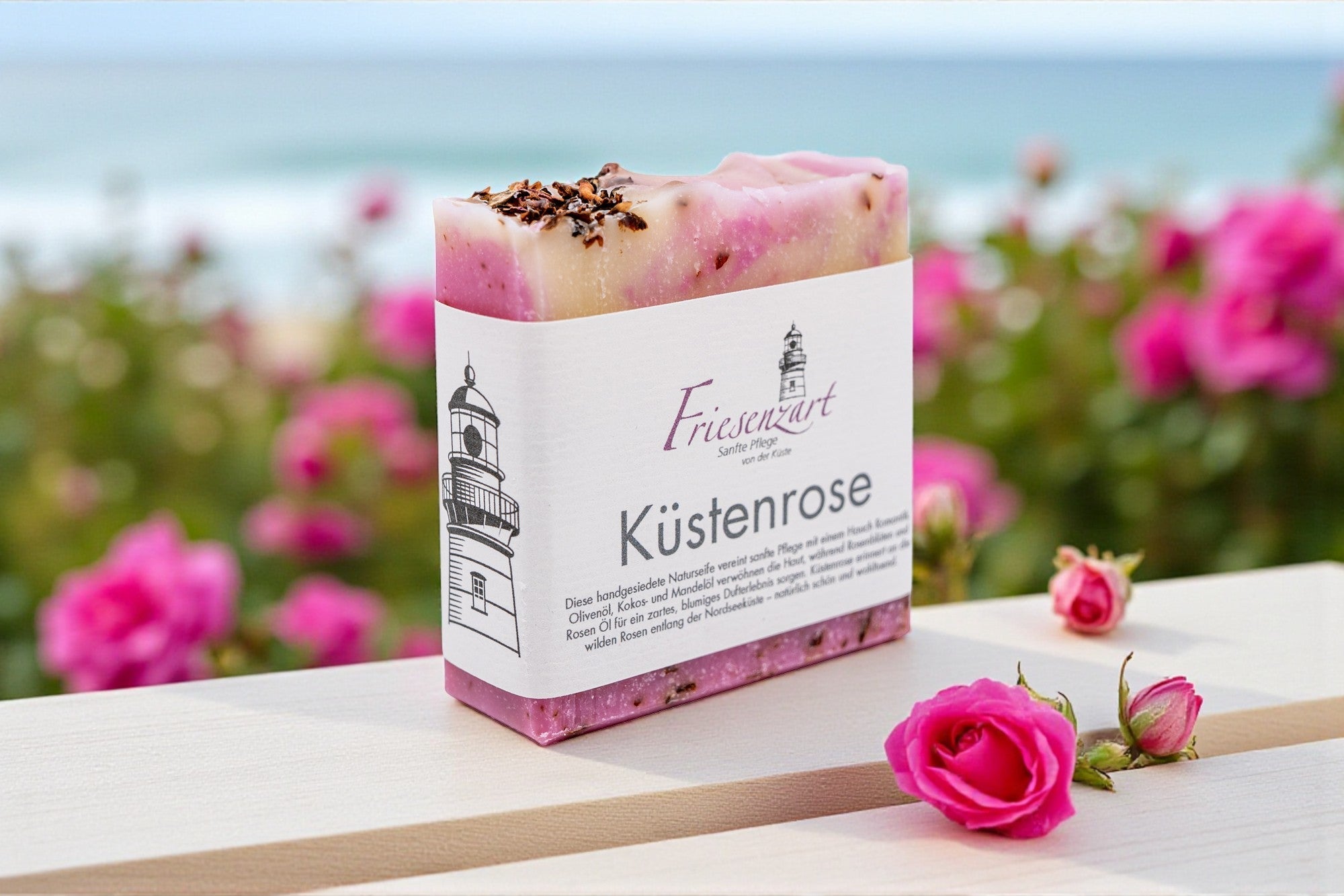 Küstenrose – Zart duftende Rosenseife mit Blütennote - Zwergenstick