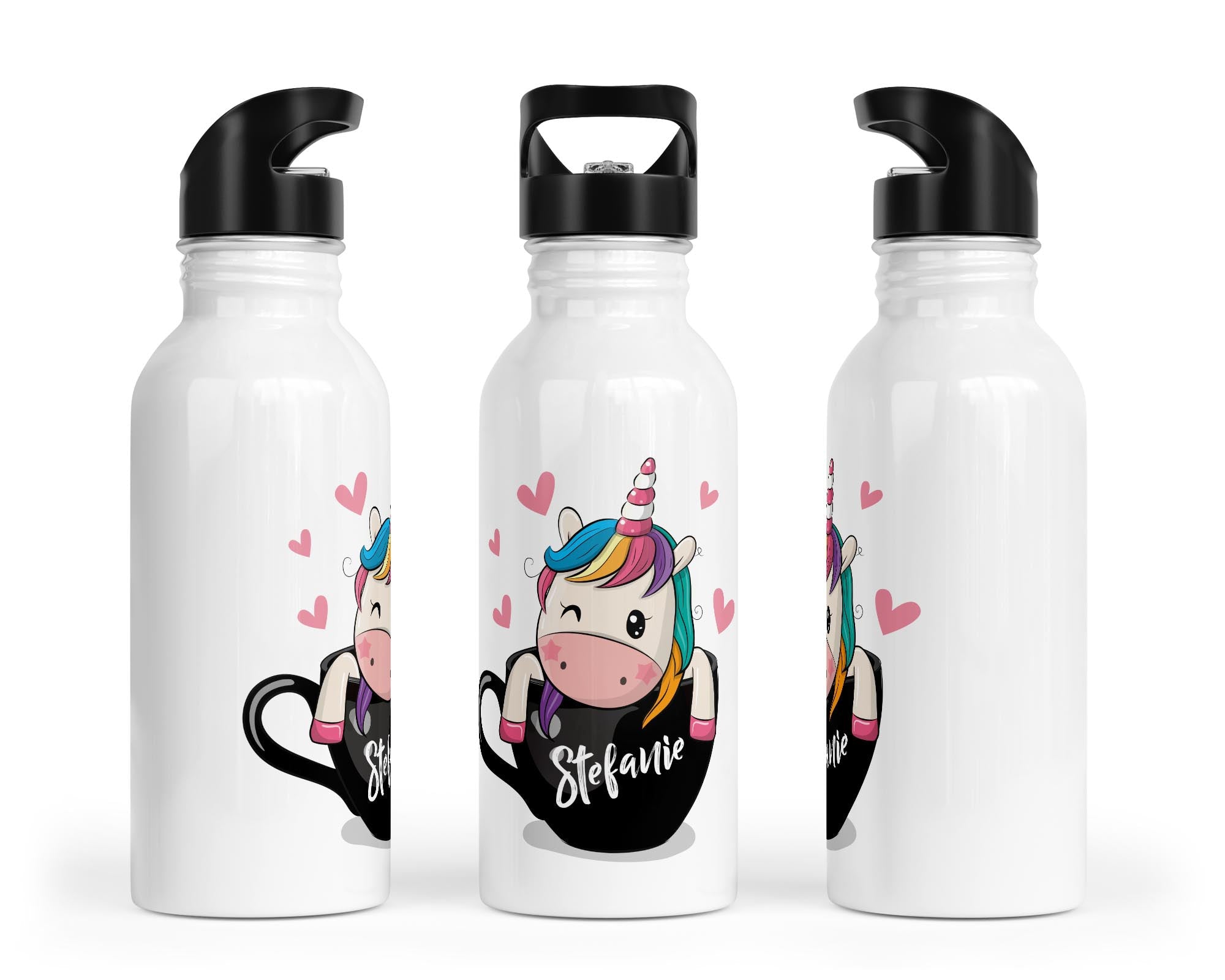 Personalisierbare Kinder - Trinkflasche mit bezauberndem Einhorn - Design - Zwergenstick