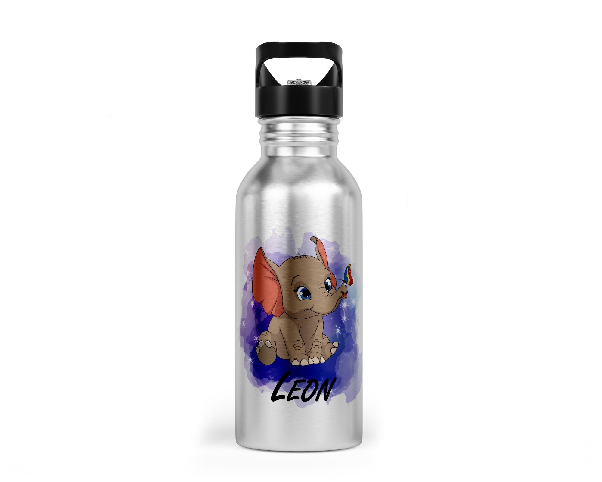 Personalisierbare Kinder - Trinkflasche mit bezauberndem Elefant - Design - Zwergenstick