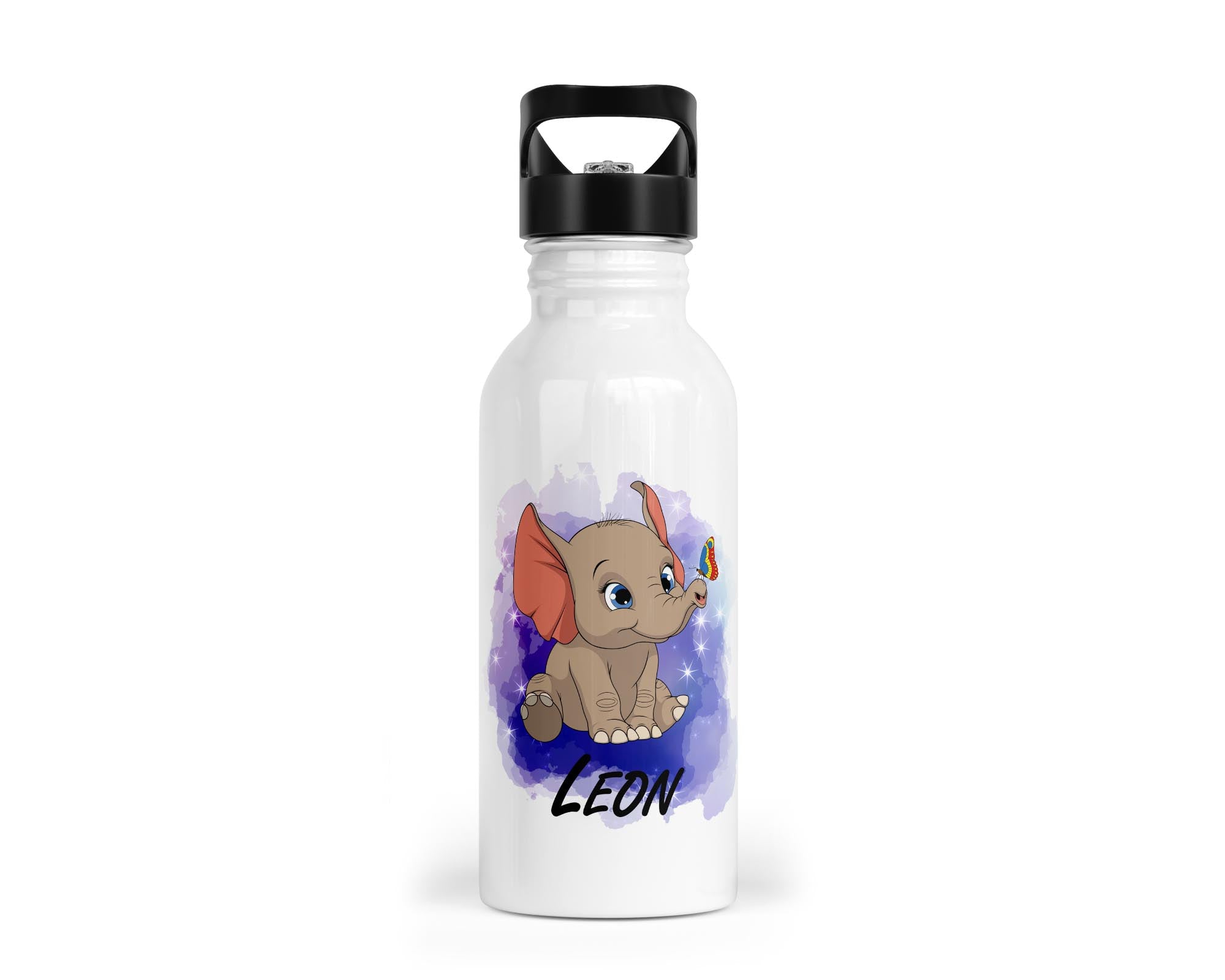 Personalisierbare Kinder - Trinkflasche mit bezauberndem Elefant - Design - Zwergenstick
