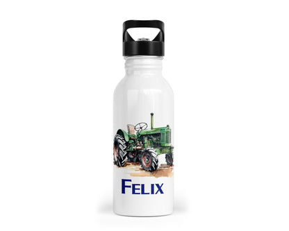 Personalisierbare Kinder - Trinkflasche mit coolem Traktor - Design - Zwergenstick