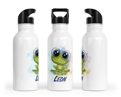 Personalisierbare Kinder - Trinkflasche mit süßem Frosch - Design - Zwergenstick