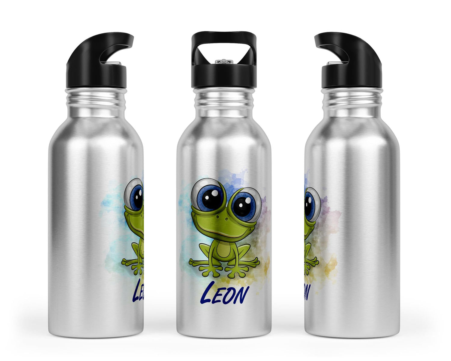 Personalisierbare Kinder - Trinkflasche mit süßem Frosch - Design - Zwergenstick