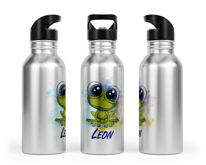 Personalisierbare Kinder - Trinkflasche mit süßem Frosch - Design - Zwergenstick