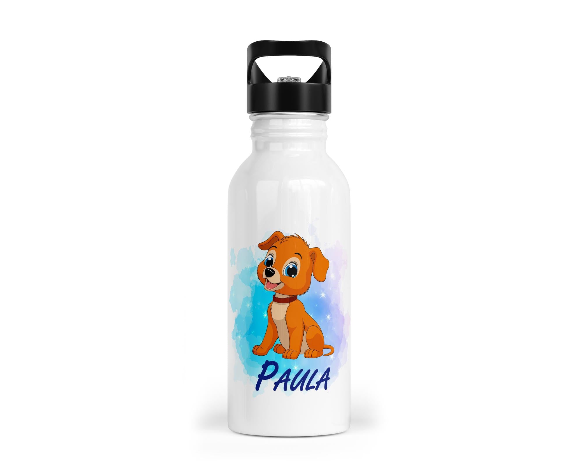 Personalisierbare Kinder - Trinkflasche mit süßem Hund - Design - Zwergenstick