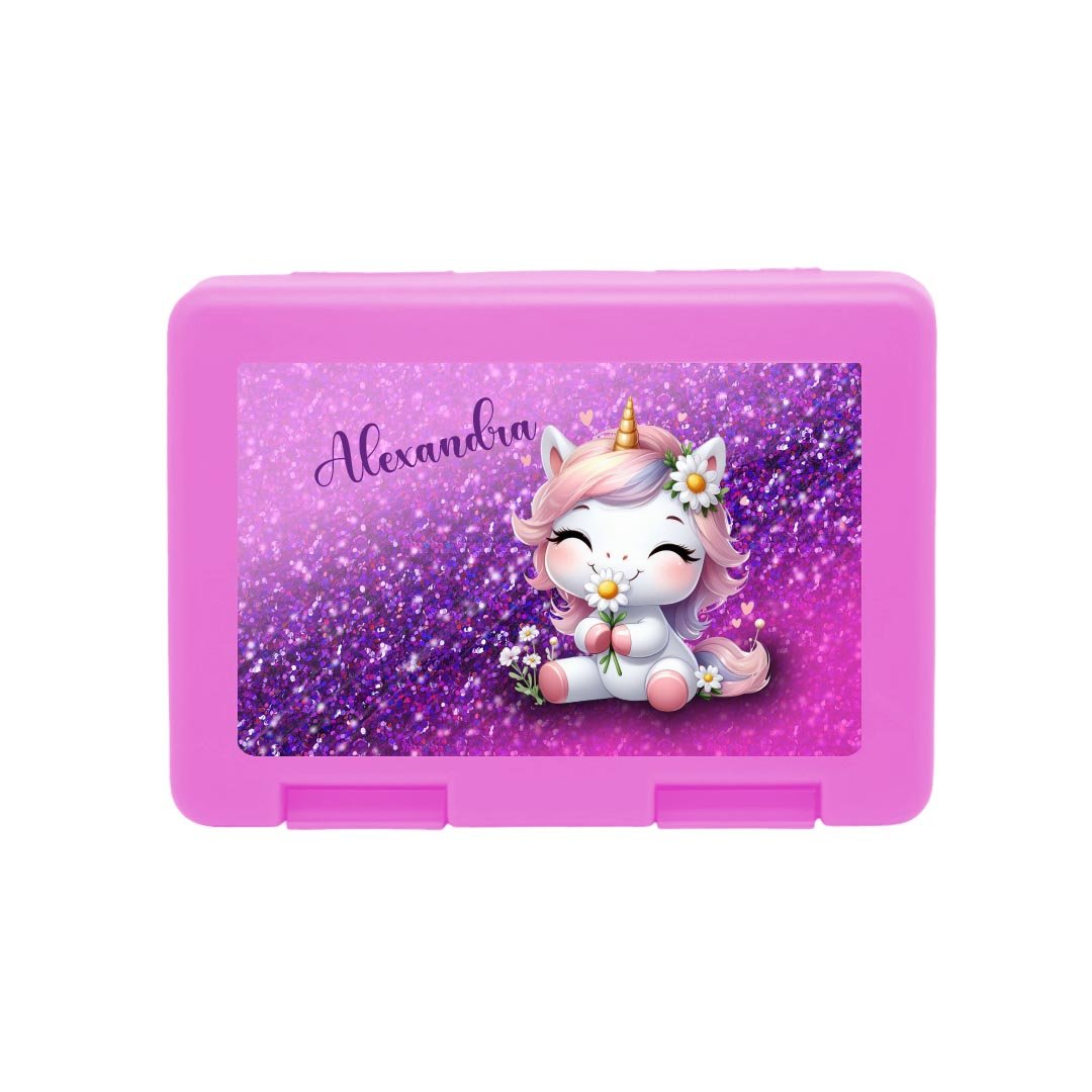 Personalisierte Brotdose mit Einhorn - Motiv - Zwergenstick