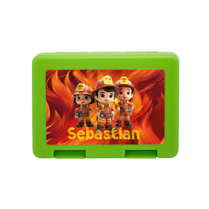 Personalisierte Brotdose mit Feuerwehrcrew - Motiv - Zwergenstick