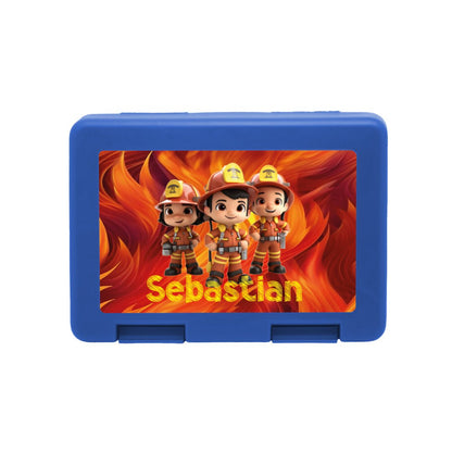 Personalisierte Brotdose mit Feuerwehrcrew - Motiv - Zwergenstick